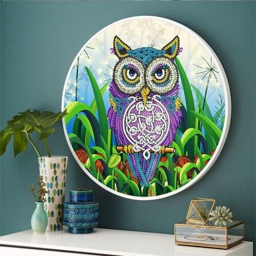 DIY Animal Owl Diamond Painting Tassel Pendants Chevron Board PVC Resin Lacquer Glitter Special Shape Full Drill Home Decor