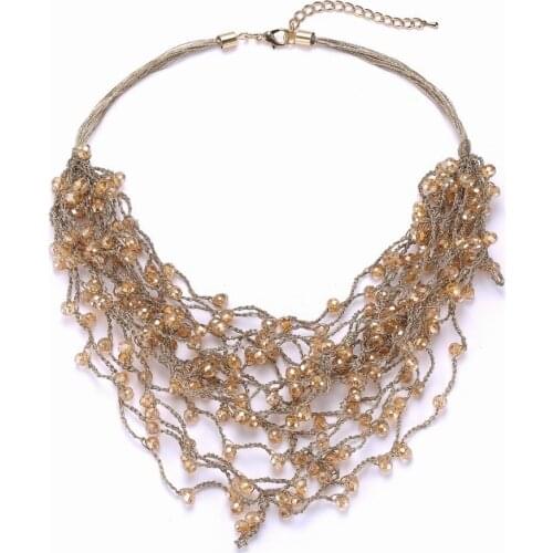 BEADSLAND Multistrand Waves of Stones Long Necklace Fashionable Jewelry Woman Necklace 34395