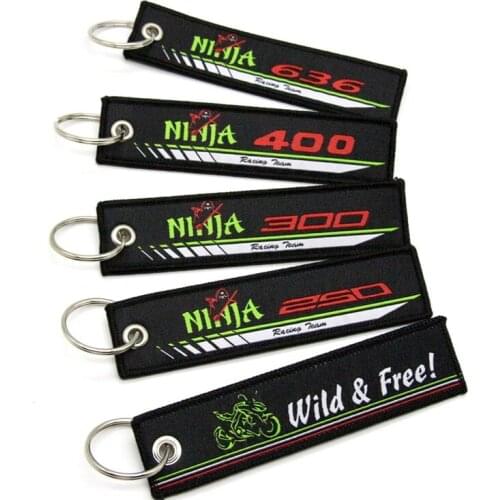 For Kawasaki Ninja 250 636 300 400 New 2019 Motorcycle Key Chain Woven Key Ring Tag Label Chain Black Car Keychain