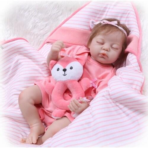 50cm Cotton Body Lifelike Sleeping Toddler Baby Girl Bebe Bonecas with Pink Baby Clothes Silicone Reborn Baby Dolls Kids Gifts