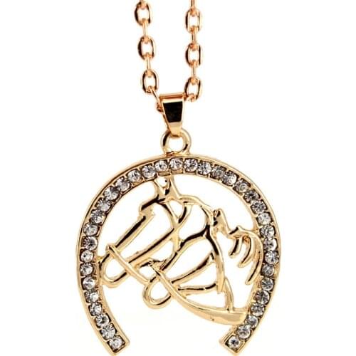 Hzew two horse head Horseshoe pendant necklace cute horse necklaces