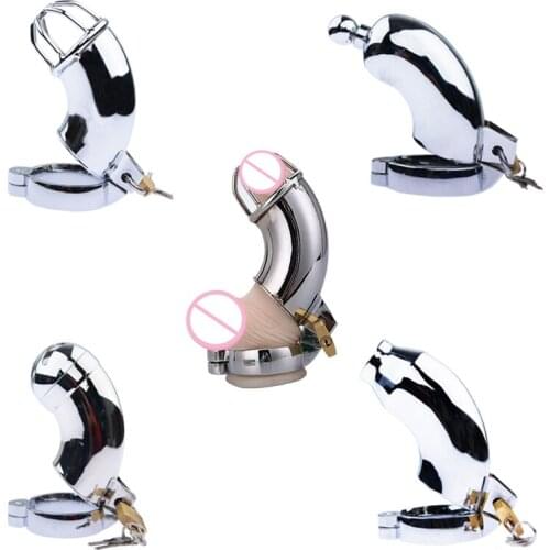 Penis Cage Chastity Belt Bend Cage Cock Ring Device Lock Dick Stretcher Ball Crusher Scrotum Cbt Adult Sex toy For Men Dick Cage