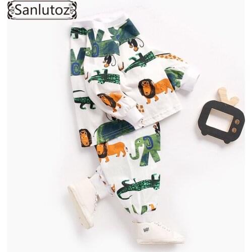 Sanlutoz Cartoon Baby Girl Clothes Winter Autumn Baby Set Tops + Pants 2pcs Cotton Little Baby Clothing Set Casual