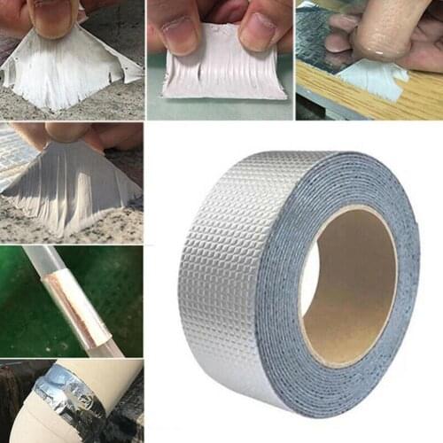 New 1pcs Butyl Aluminum Foil Tape Resistant Waterproof Tape High Temperature Wall Cracks Roof Pipe Repair Adhesive Bathroom Tape