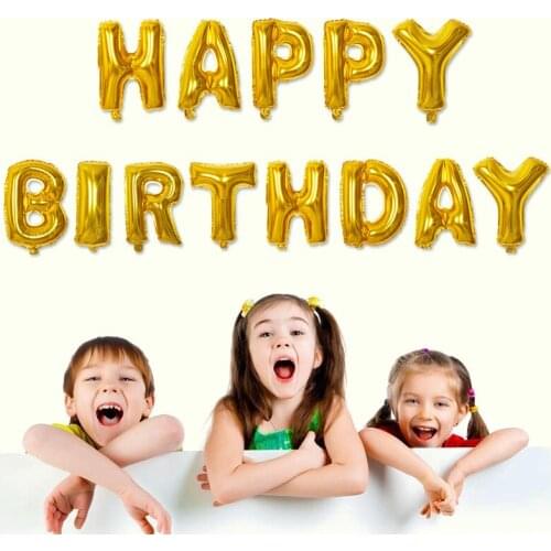 Hot sale 1 set golden (Happy Birthday) Style Aluminum Foil Film Inflatable Balloons Birthday Party Decoration Metallic Balloon