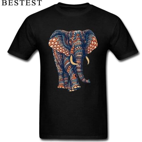 Ornate Elephant T-shirt Ganesha T Shirt Men Indian Style Elephant God Tshirt 2019 100% Cotton Black Tops Tees Designer Dad Gift