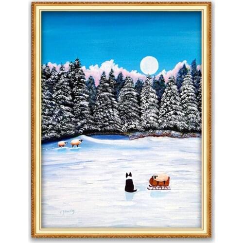 Animal Border Collie DIY Cross Stitch Embroidery 11CT Kits Needlework Craft Set Printed Canvas Cotton Thread Home Sale Wholesale