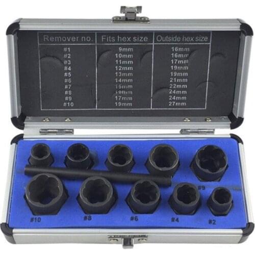 New 11PC Nut Extractor Metric High Hardness Machine Tool Set Wear and Tear Nut Removal Tool