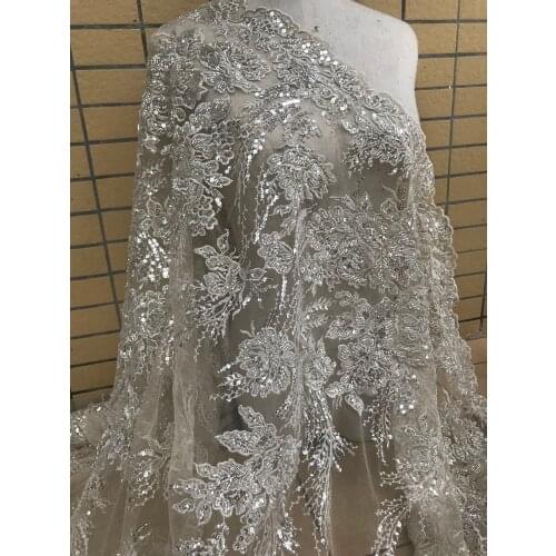 New design french Lace Fabric with full beads Fashion L-598817 African beaded French Lace Fabric for wedding dress