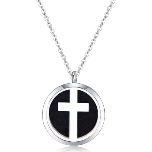 10pcs mesinya plain cross (30mm) Aromatherapy / Essential Oil surgical Stainless Steel Perfume Diffuser Necklace