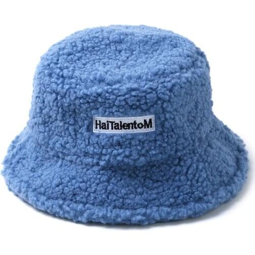 Bucket hat fisherman hat Panama Winter Lamb wool ladies fashion casual pot hat ear protection cap