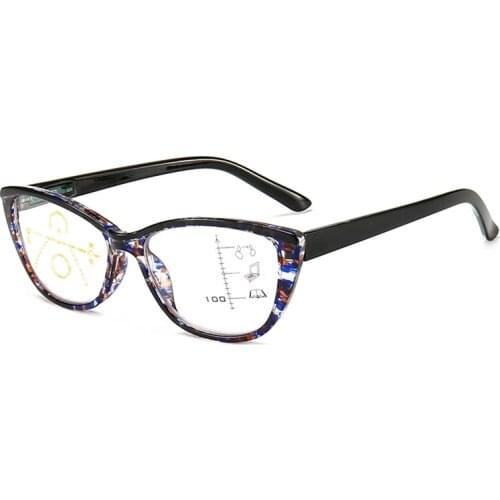 Simvey Anti Blue Light Reading Glasses Womens Fashion Retro Designer Cat Eye Progressive Multifocal Glasses for Female
