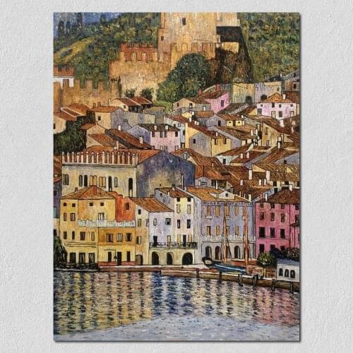 Modern art Landscapes Malcesine on Lake Garda Gustav Klimt oil painting Reproduction Canvas art High quality Hand painted