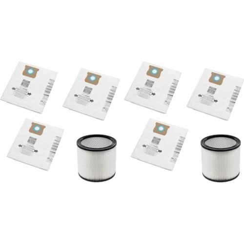 VF2005 Vacuum Collection Filter Bags + Replacement Filter for Shop-Vac 9066200 10-14 Gallon 90662 90350 90304 90333