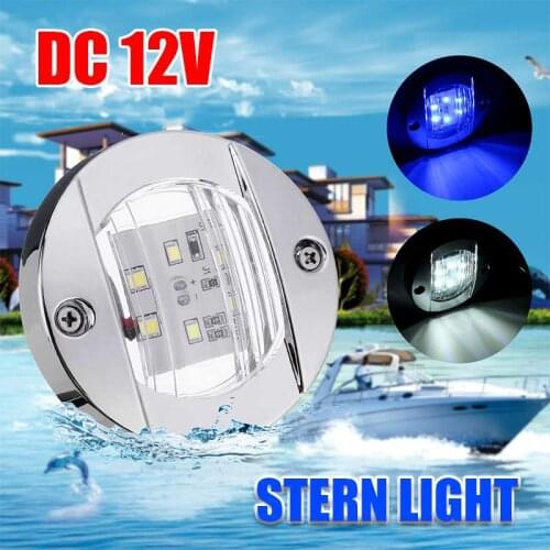 X-Marine Boat Transom DC 12V LED Stern Light Round Stainless Steel Cold White/ Blue LED Tail Lamp Yacht Accessories Waterproof