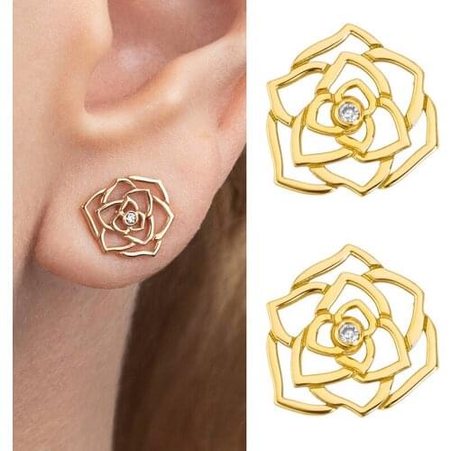 Timeless Wonder Sweet Zirconia Rose Stud Earrings for Women Jewelry Goth Designer Top Trendy Ins Egirl Emo Japan New Mix 1352