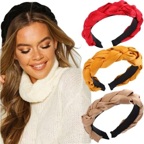 Haimeikang Twist Thick Hair Bands For Women Cross Wide Headband Bezel Hair Hoop Solid Color Headwear Hair Accessories New