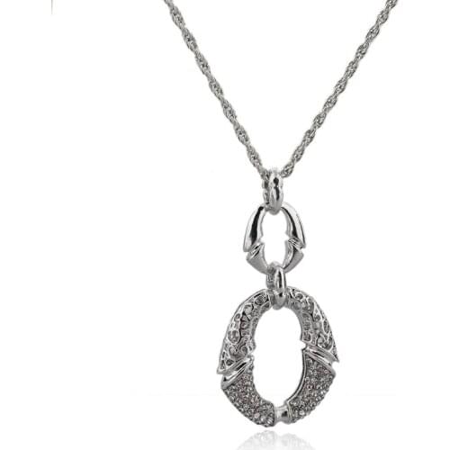 LongWay Silver Color Chain Necklaces Pendants Leaf Necklace For Women Rhinestone Choker Necklace Wedding Jewelry SNE140391