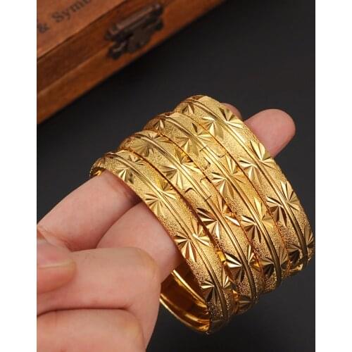 Dubai Gold Bangles bracelet Women jewelry Men Gold Bracelets African European africa girls Jewelry bride Bangles Italy gift