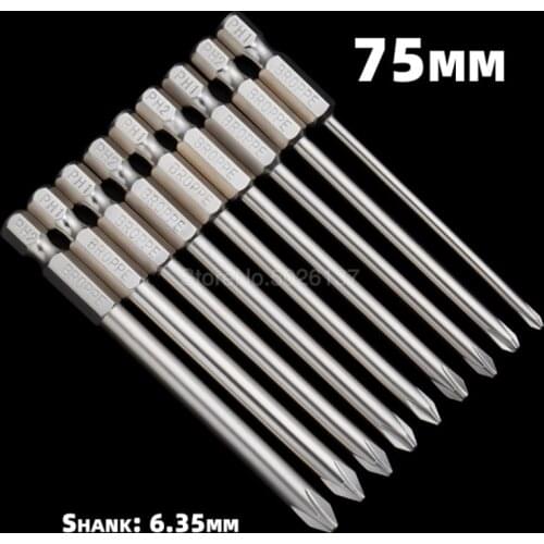 1Pcs 1/4 Inch Hex Shank S2 Alloy Steel Magnetic Cross Head Long Electric Screwdriver Bits Phillips Driver Hand Tools Drill Bit