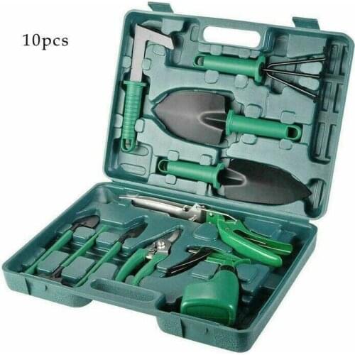 10 Pieces Garden Tool Set Kids Hand Tool With Trowel Pruner Rake Shovel Grass Shear Spray Bottle With Storage Case