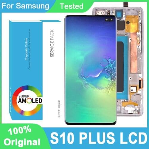 100% Original 6.4'' Super AMOLED Display For Samsung Galaxy S10 Plus SM-G9750 G975F Full LCD Touch Screen Digitizer Repair Parts