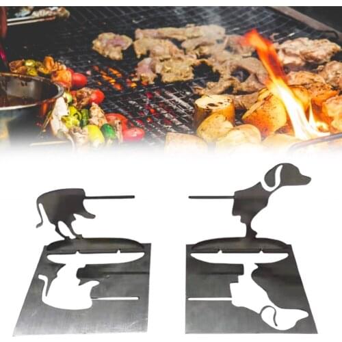 2PCS Hot Dog Cookers Skewer Sticks Puppy Design Barbecue Racks for Campfire Grill