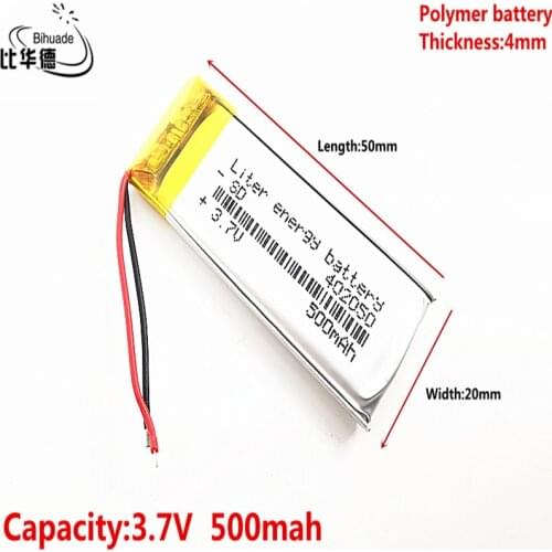 3.7V lithium polymer battery 042050 402050 MP3 voice recorder Bluetooth stereo 500MAH DIY