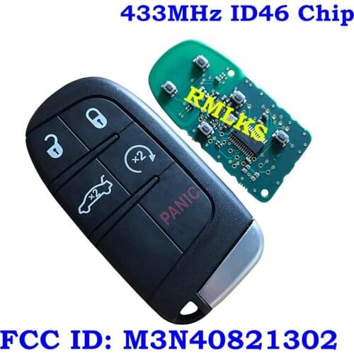 5 Button Smart Remote Car Key 433MHz Fob for Chrysler For Dodge Charger Journey Challenger Durango 300 46 chip M3N-40821302