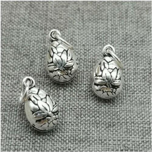5 Pieces of 925 Sterling Silver Lotus Bell Charms for Bracelet Necklace