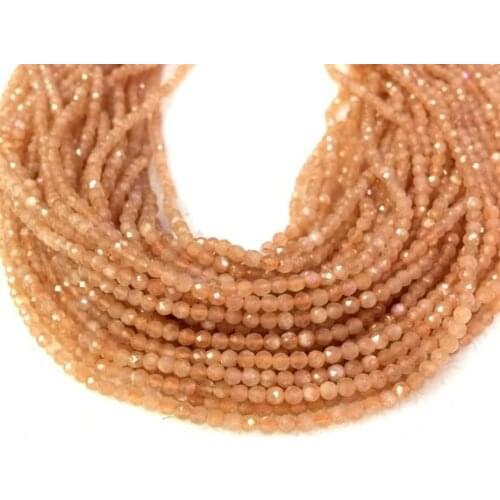 5strings of Natural Peach Moonstone 2mm 3mm 4mm Micro Faceted Beads,Tiny Peach Gem stone Beads,Tiny Moonstone Beads for jewelry