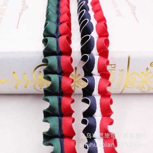 5 yards/lot Double Color Matching Wrinkle Lace Ribbon DIY Doll Clothing Dress Hat Curtain Trims Gift Box Packaging Accessories