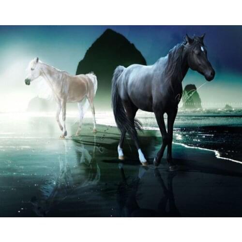 Free Shipping 3D Photo Mural Dark Horse White Horse Art TV Sofa Background Wall Living Room Decoration Wallpaper Hotel Mural