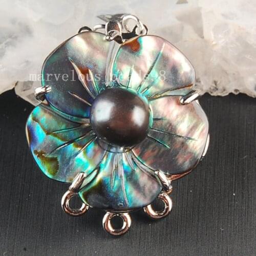Free shipping Fashion JewelryNatural New Zealand Ablone Shell Art Clasp use to 3 Row Necklace MC3657
