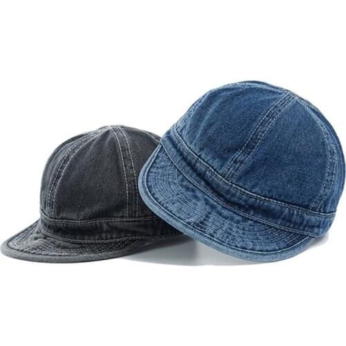Summer American Retro Curled Soft Top Cowboy Baseball Cap Male Female All-match Japanese Trend Denim Short Brimmed Baseball Hat