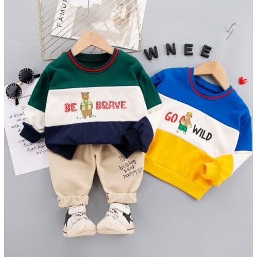 Children Baby Boys Clothes Spring Cotton Patchwork Cartoon T-shirt Jeans Pants 2Pcs/sets Kids Toddler Casual Clothing Tracksuits