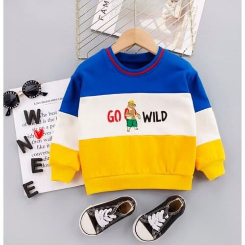 Color Matching Spring Autumn 2021 Boys/Girls Children Cotton Sweatshirts Kids Clothes Cartoon Bear Outerwear Costume Clothing