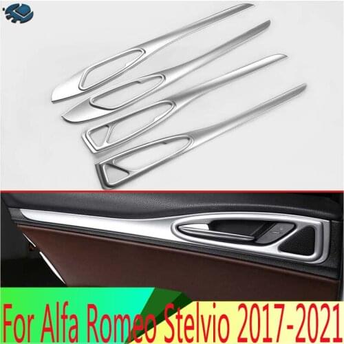 For Alfa Romeo Stelvio 2017 2018 Car Accessories ABS Chrome Matte Inner Door Handle Cover Catch Bowl Trim