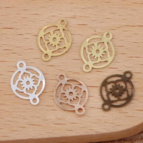 500 PCS 8mm Metal Brass Filigree Round Connectors 5 Colors Hollow Out Charms DIY Handmade Accessories For Jewelry Making