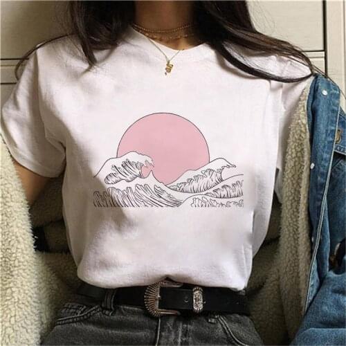 The Sun Theme Print T shirt Women Fashion Tshirt O neck Short Sleeve Harajuku T shirt White Tops Female Tops