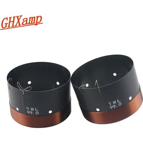 Ghxamp 2pcs 99mm woofer voice coil 6 ohm Black aluminum Round Copper wire High Power Bass voice coil For Stage Speakers
