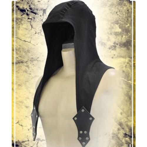 Gothic Hood Vintage Rivet Leatherwear Mantle Hat Adjustable Costume