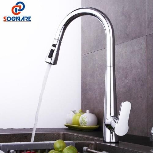 Kitchen Tap Chrome Finished Spring Kitchen Faucet Brass Brushed Nickel Pull Out Kitchen Mixer Sink Mixer Tap 360 Degree Rotation
