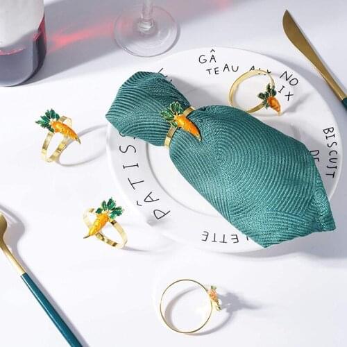 Napkin Rings Carrot Napkin Ring Holders for Dining Table Set of 8 Metal Dinner Tables Setting Decor for Easter Party-ABUX