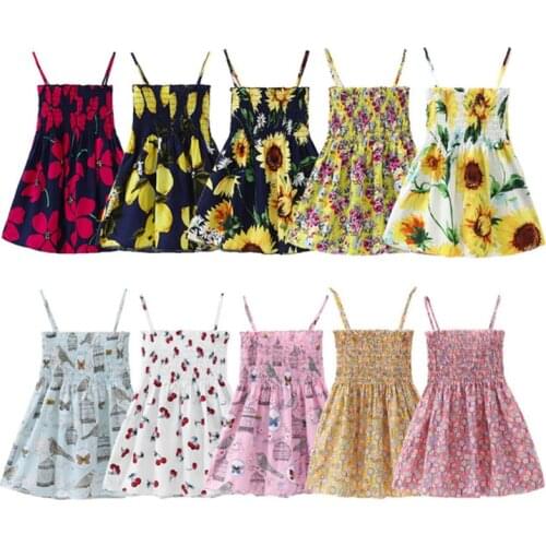 Summer Girls Dress Floral Backless Girls Sleeveless Flower Print Dress Soft Cotton Princess Dresses High Quality Girl Clothes
