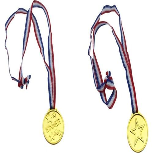 Cute Simulation Kids Gold Plastic Winners Medals Fancy Award Medals Necklace Party Favors Gift Christmas Halloween