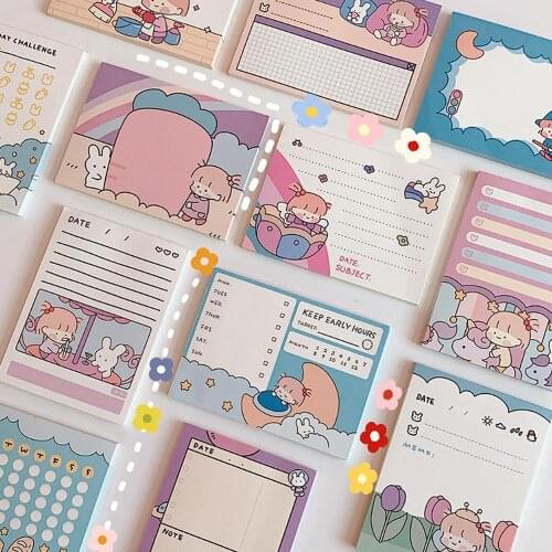 Cute 50 Sheets Girls Paper Memo Pads Notepad Student Sticky Notes To Do List Weekly Planner Stickers Korean Stationery