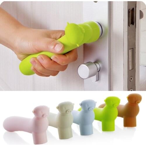 Cartoon Silicone Door Handle Protector Cover wall Anti-collision Bumper Baby Children Safety Stopper Home Decoration Hardware