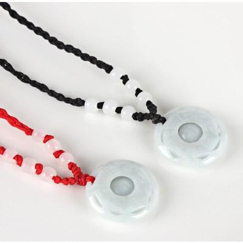 Natural Emerald Safety Buckle Jade Pendant Beads Necklace Charm Jewellery Fashion Hand-Carved Woman Luck Amulet Sweater Chain