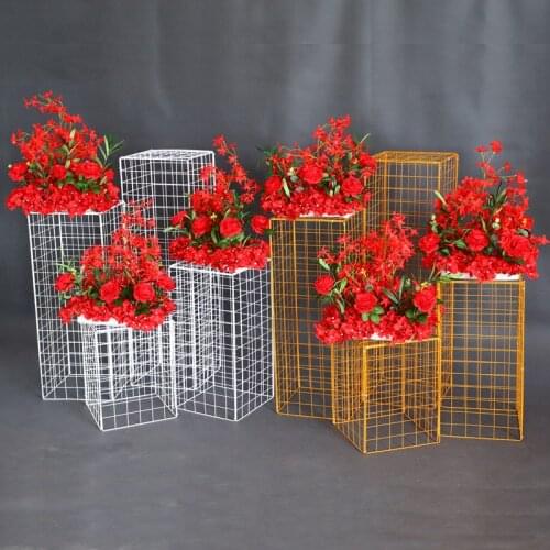New wedding Arch props grid plinth Iron square background stand table decoration road stage plinth Grid Road guide